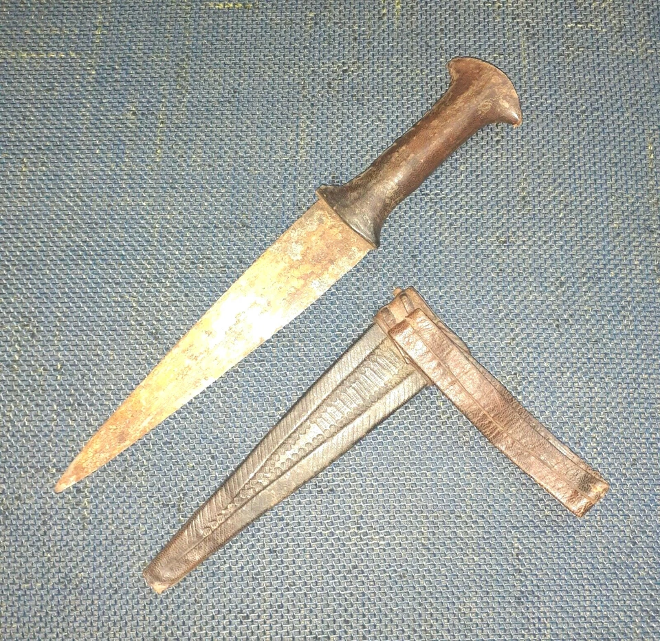 Dagger Knife African Leather Sheath Antique Scabbard Tribal Congo - Image 2 of 3