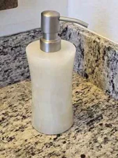 RARE LUXURY FRONTGATE PADOVA ONYX STONE VANITY SOAP LOTION PUMP JAR DISPENSER