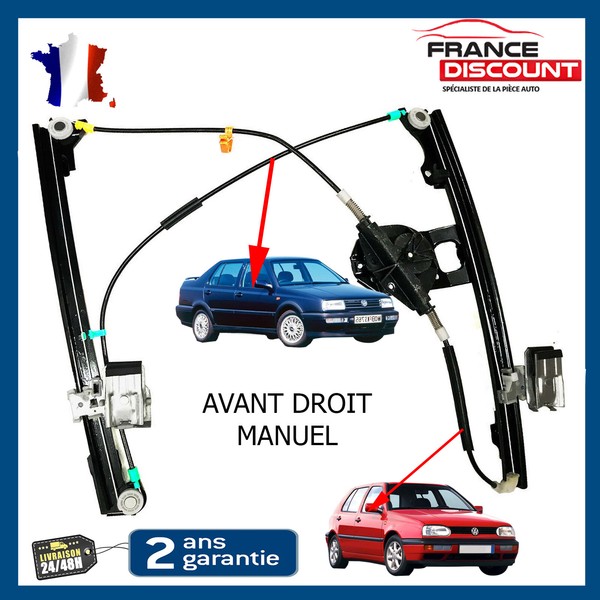 Mechanismus Fensterheber Manuell Vorne Rechts FüR VW Golf 3 III Vento 1H0837402-image