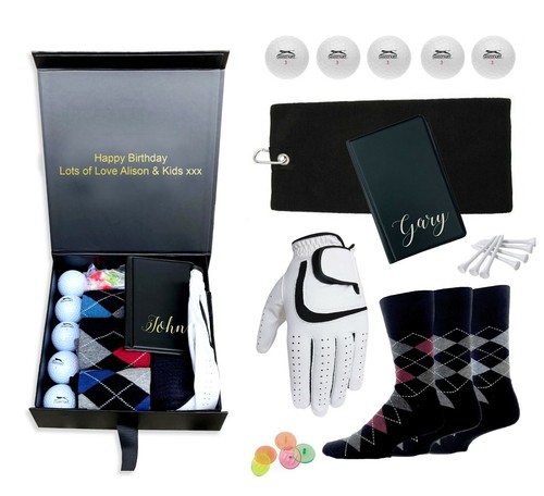 Caja de regalo de golf de Navidad grande negro magnético personalizado calcetines llenos de papá - Imagen 2 de 2