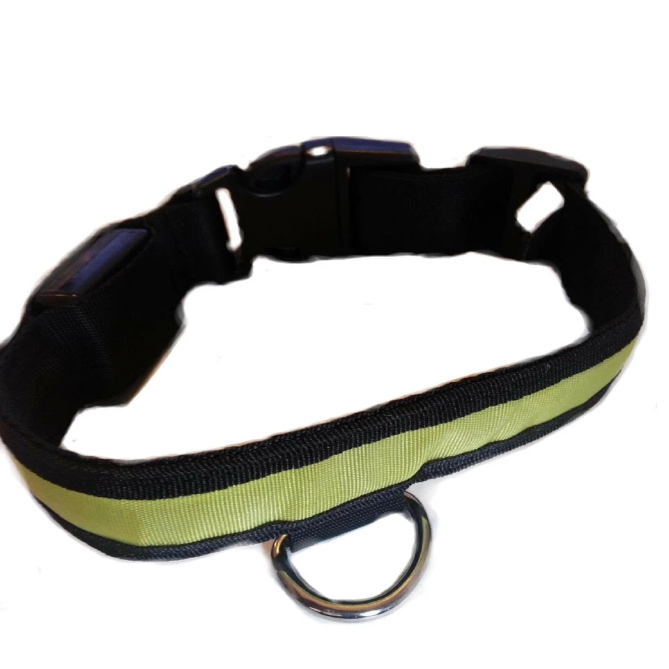 Collare per cani luminoso a led in nylon gatti taglia S luce notturna regolabile - Immagine 2 di 3