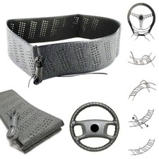 Grey Universal Steering Wheel Cover Lace-on Cushion Grip Accessory Auto Vehicle