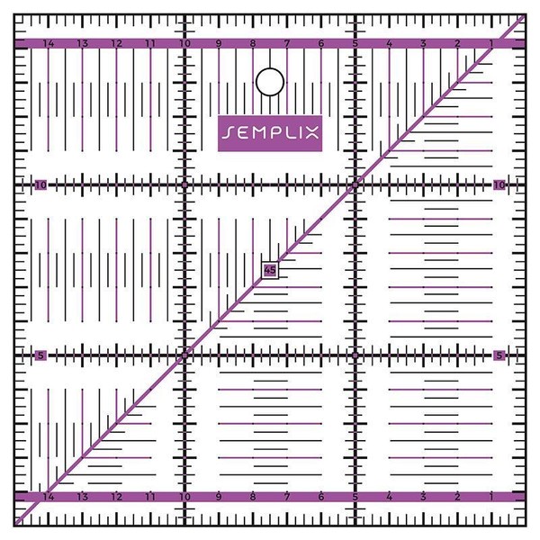 Semplix Patchwork-Quiltlineal Cm (15 X 15 Cm / 2,5 Mm Dick / Lila) 1A QualitäT-image