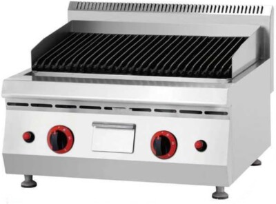 Tischgrill Lavagestein Erdgas mit Doppelbrennern / Holzkohlegrill