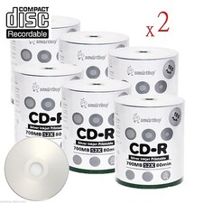 1200 Pack SmartBuy CD-R CDR 52X 700MB/80Min Silver Inkjet Hub Printable Disc