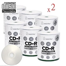 1200 Pack SmartBuy CD-R CDR 52X 700MB/80Min Silver Inkjet Hub Printable Disc