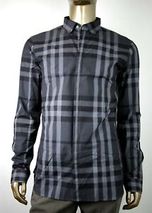 men's black burberry dress shirt