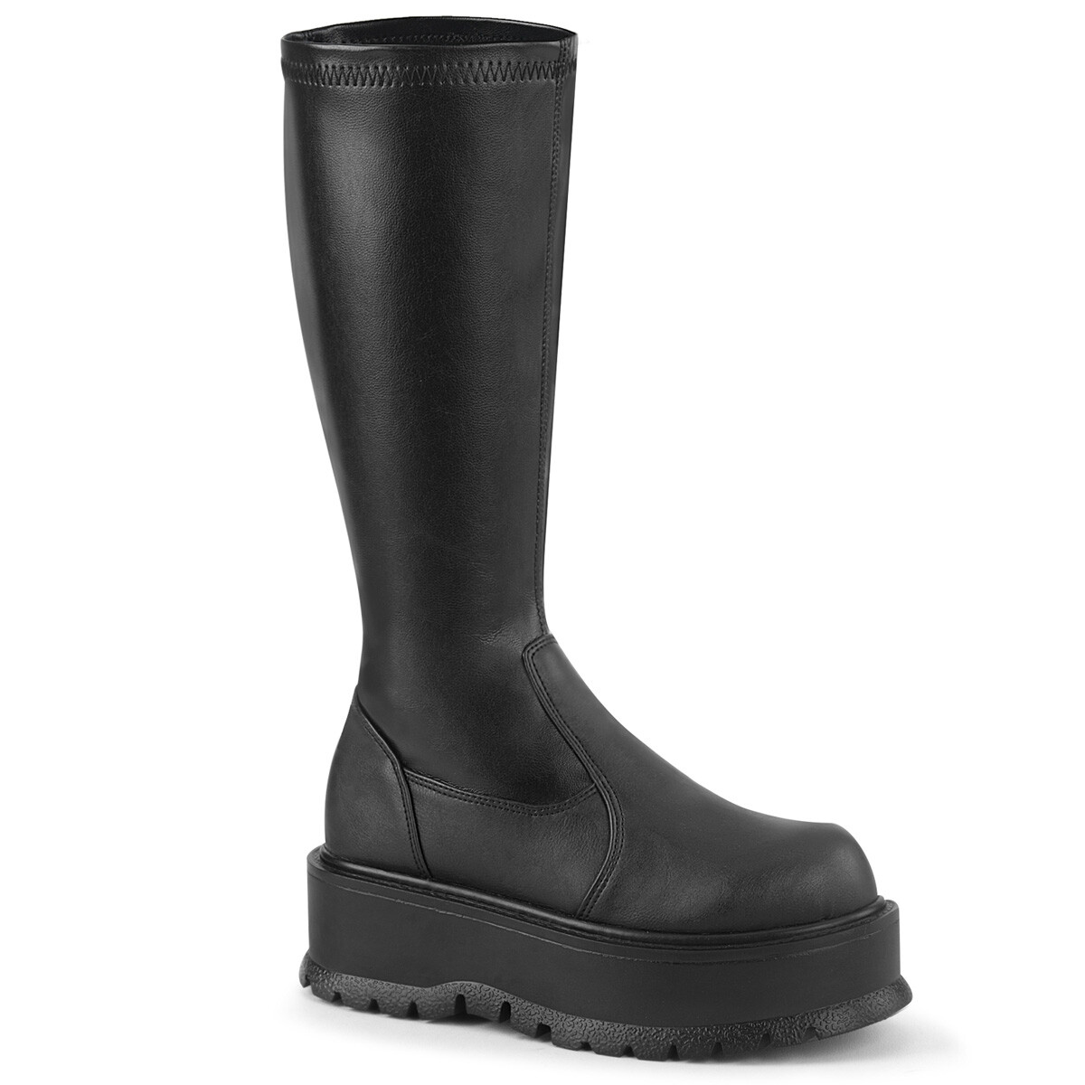 ■■Life Work■■SPACERUN BOOTS BLACK 女性用♪ Black Chunky Platform Rave EDC Cyber Punk Goth Knee High