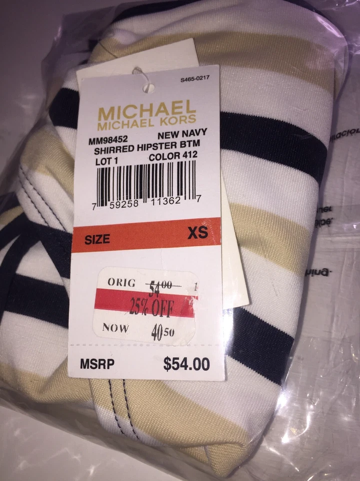 Traje de baño inferior de bikini hipster a rayas XS de Michael Michael Kors para mujer $54 Foto 4 de 4
