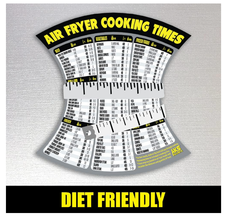 Air Fryer Cooking Times Chart Extra Large Easy to Read Cookbook