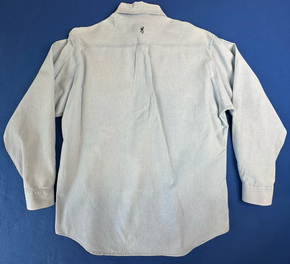 Camisa de mezclilla Browning Super Naturals de colección para hombre grande (larga) LOGOTIPO DE CIERVO BORDADO Foto 3 de 4