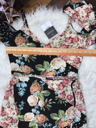 TOPSHOP Damen Gr. 2 Midikleid Cold Shoulder Blumen Patchwork Boho Hippie S Neu mit Etikett - Bild 6 von 12