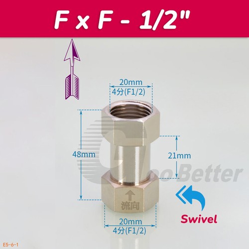Messing Rückschlagventile Einweg Rückschlagventile Größen 1/2" 3/4" 1" BSP Außen Innen - Bild 5 von 16