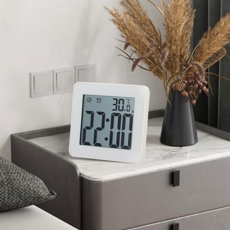 Digital Bathroom Clocks Simple LCD Electronic Alarm Clock Waterproof