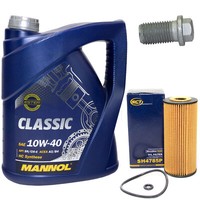 MotoröL Set 10W-40 5 Liter + ÖLfilter SH 4785 P + Schraube FüR Mercedes A-Klasse