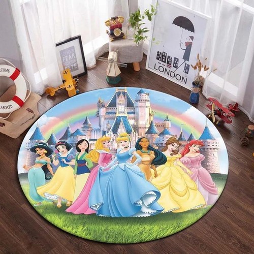 Alfombra de piso redonda para niños 3D Disney Princess niños niñas dormitorio alfombra silla alfombra - Imagen 3 de 13