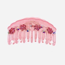 USA FLOWERS ACRYLIC HAIR CLAW JAW CLIP made with SWAROVSKI CRYSTAL Pink A33