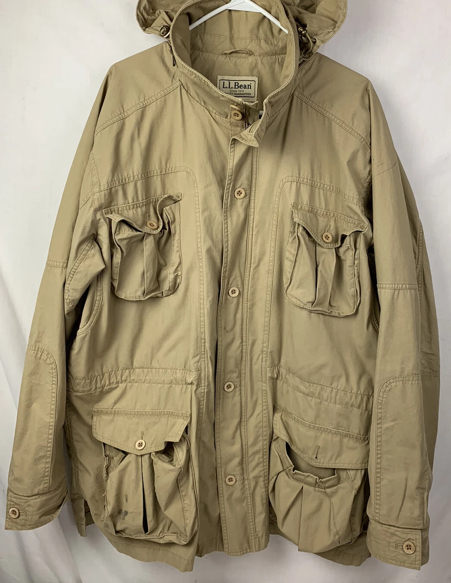 Vintage LL Bean Jacket Coat Hood Cotton Khaki Beige Work Outdoors Mens XL |  eBay