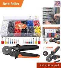 Ferrule Crimping Tool Kit Chrome 2000PCS Connectors Ratchet Self-Adjustable Use