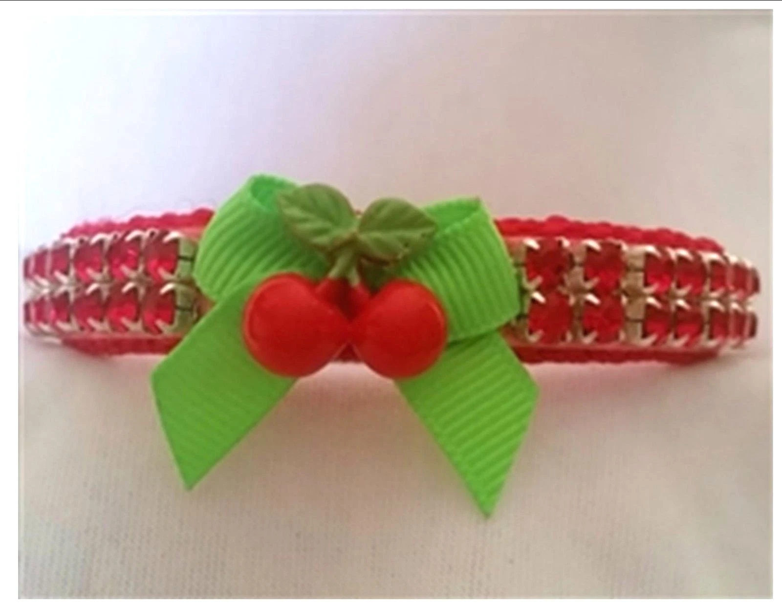 Pet Collar Rhinestone Cherry Small dog collar cat collar Custom Sizes
