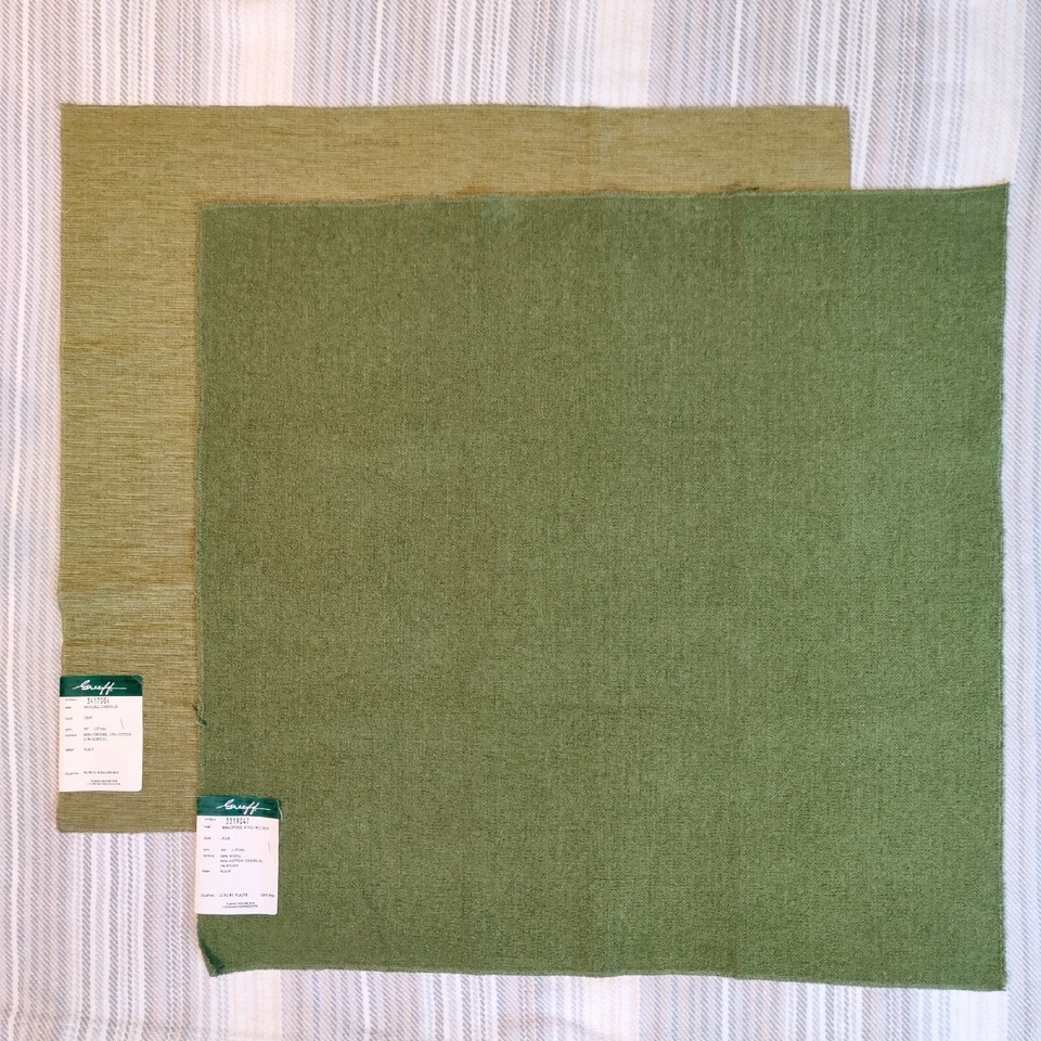 Lote de 2 GREEFF Muestra Verde Tela/Remanente Chenille y Boucle Tapicería Artesanal Foto 3 de 4