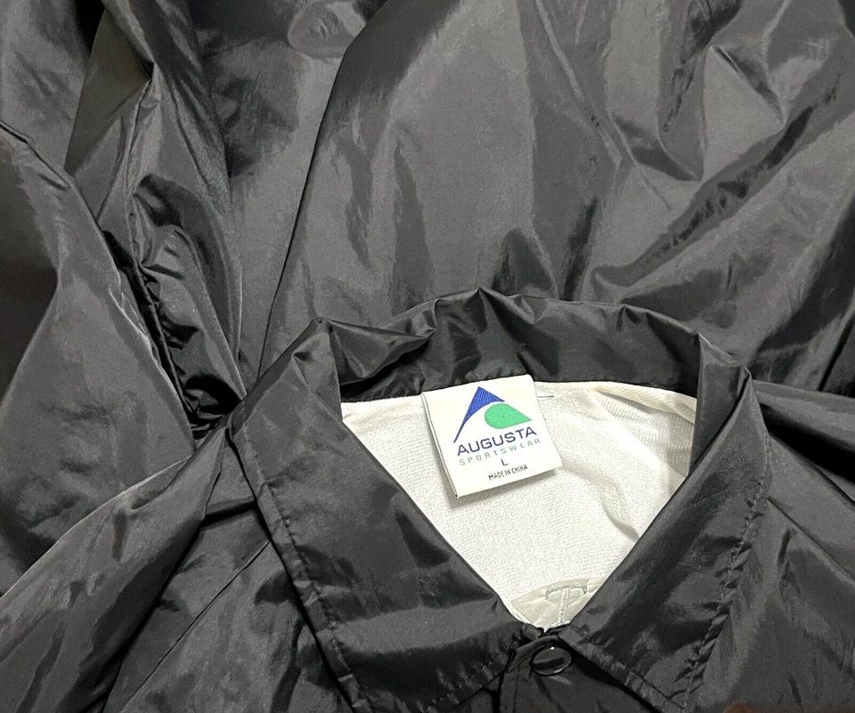 THUNDERBIRD Club International Adult Black Snap Button Nylon Satin VTG Jacket L - Image 3 of 4