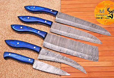 Custom HandMade Chef Knife Set Kitchen Cutlery - Hand Forged Damascus Steel 1685
