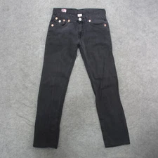 True Religion Men's 30x32 Black Dark Wash Straight Leg Jeans