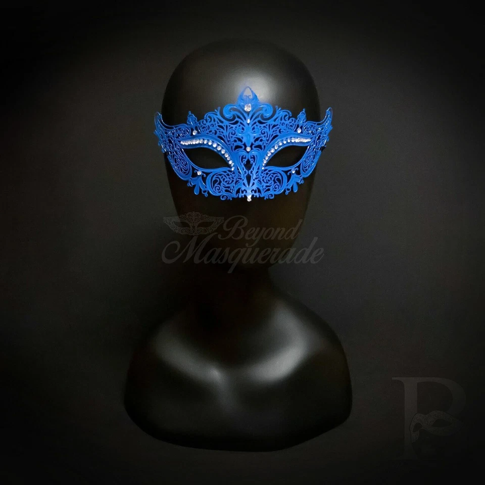 Filigree Metal Masquerade Mask Blue M7110 - Image 2 of 4