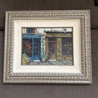 SIGNED Viktor Shvaiko ''Cafe Tabac'' Artist Proof 13/100 Hand-Embellished Canvas
