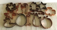 Lot 13 LG Copper Cookie Cutters Unbranded Holiday Duck Apple Girl Scout