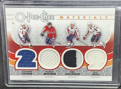 2009 O-Pee-Chee OPC Quad Materials Alex Ovechkin Alexander Nicklas Backstrom 
