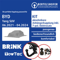 FüR BYD Tang SUV 06.2021-04.2024 AHK Abnehmbar +7Pol Spezifisch E-Satz TOP + EBA
