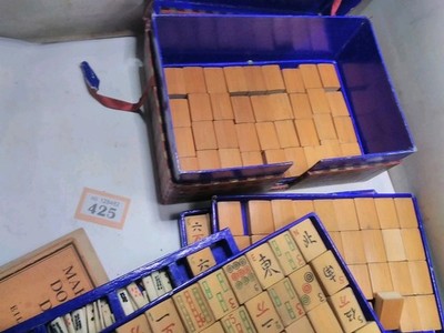 Vintage Mahjong Set Bambus Inkl. Anleitung