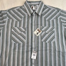 Vtg New Ely Cattleman Pearl-Snap Shirt XL Western Striped Cowboy Rockabilly L/S