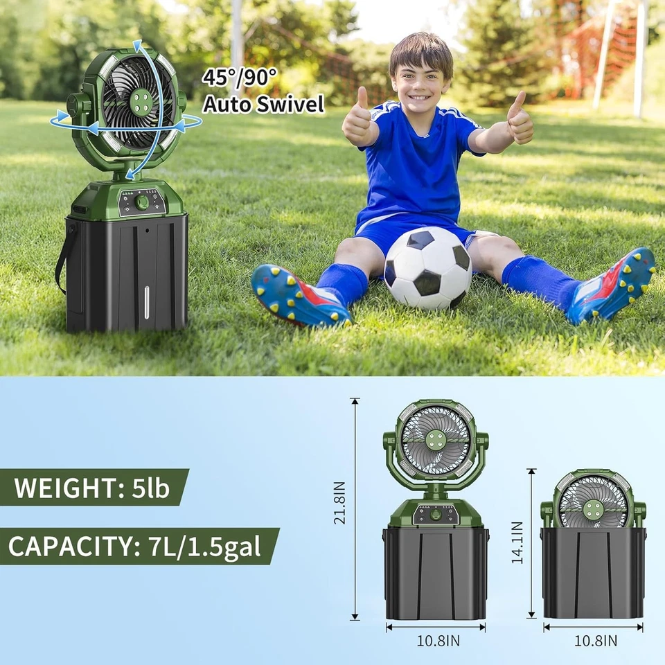 Portable Rechargeable Fan with 7L Bucket for Camping & Patio - Image 4 of 4