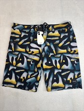 Prana NWT Board Short Men 34   x9  Fenton BoardShorts Black Blome ZipPocket