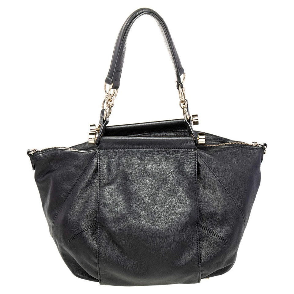 Bolsa tote Baldinini de couro preta com zíper superior - Imagem 4 de 4