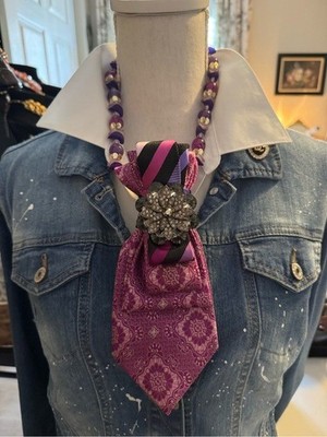 Purple Statement Tie Necklace