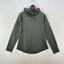 Marmot Hoodie Womens L Green Quilted Cowl Neck Thumbholes Fleece Pullover
