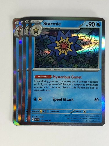 Pokemon TCG 151 4x Playset Holographic Starmie 121/165 Near Mint