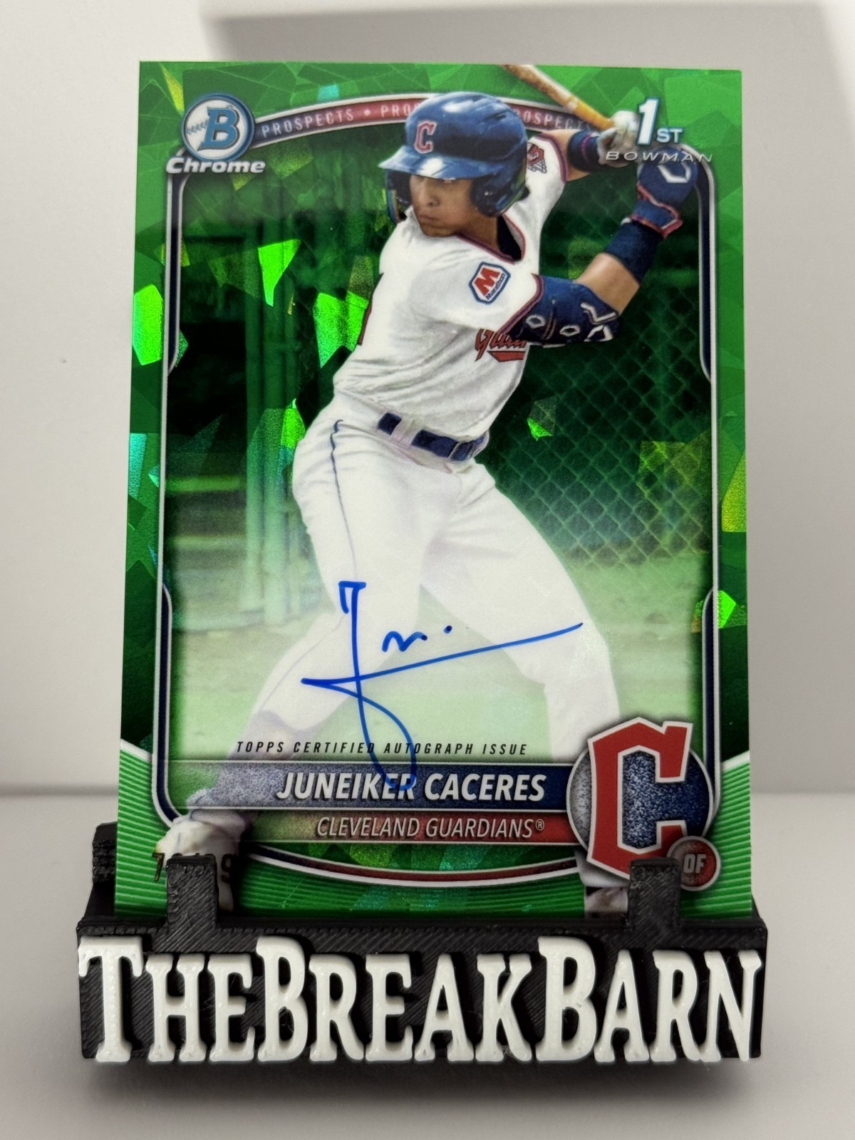2025 Bowman Chrome SAPPHIRE GREEN 1ST AUTO /99 JUNEIKER CACERES!! GUARDIANS