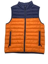 Club Room Mens Puffer Jacket Vest Medium Orange Stretch