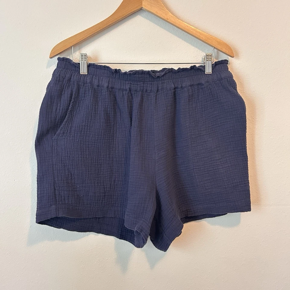 Pantalones Cortos Rails Leighton Arrugado Waffle Gasa Algodón Calado Tiro Alto XL Foto 3 de 4