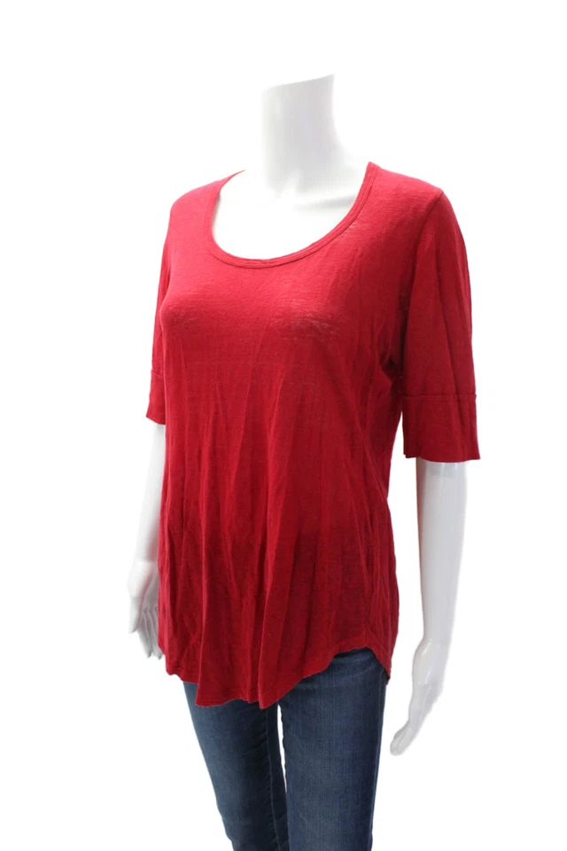 Camiseta Isabel Marant Etoile Mujer Lino Cuello Redondo Manga Corta Roja Talla L Foto 2 de 4