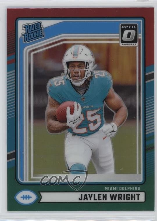 2024 Donruss Rated Rookie Optic Preview Red & Green Prizm Jaylen Wright 0y59