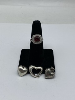 Pacchetto gioielli pendenti e anelli assortiti in argento sterling 4 pezzi 9 1 g