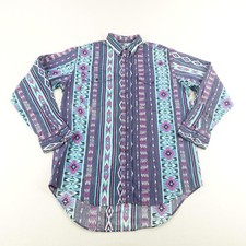 Vintage Frontier Series Shirt Large Turquoise Purple Aztec Southwestern Western