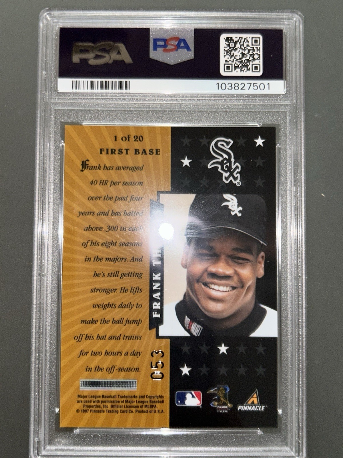 Frank Thomas 1997 Pinnacle Certified Gold Team graded PSA 7 only 475 made L@@K view 2