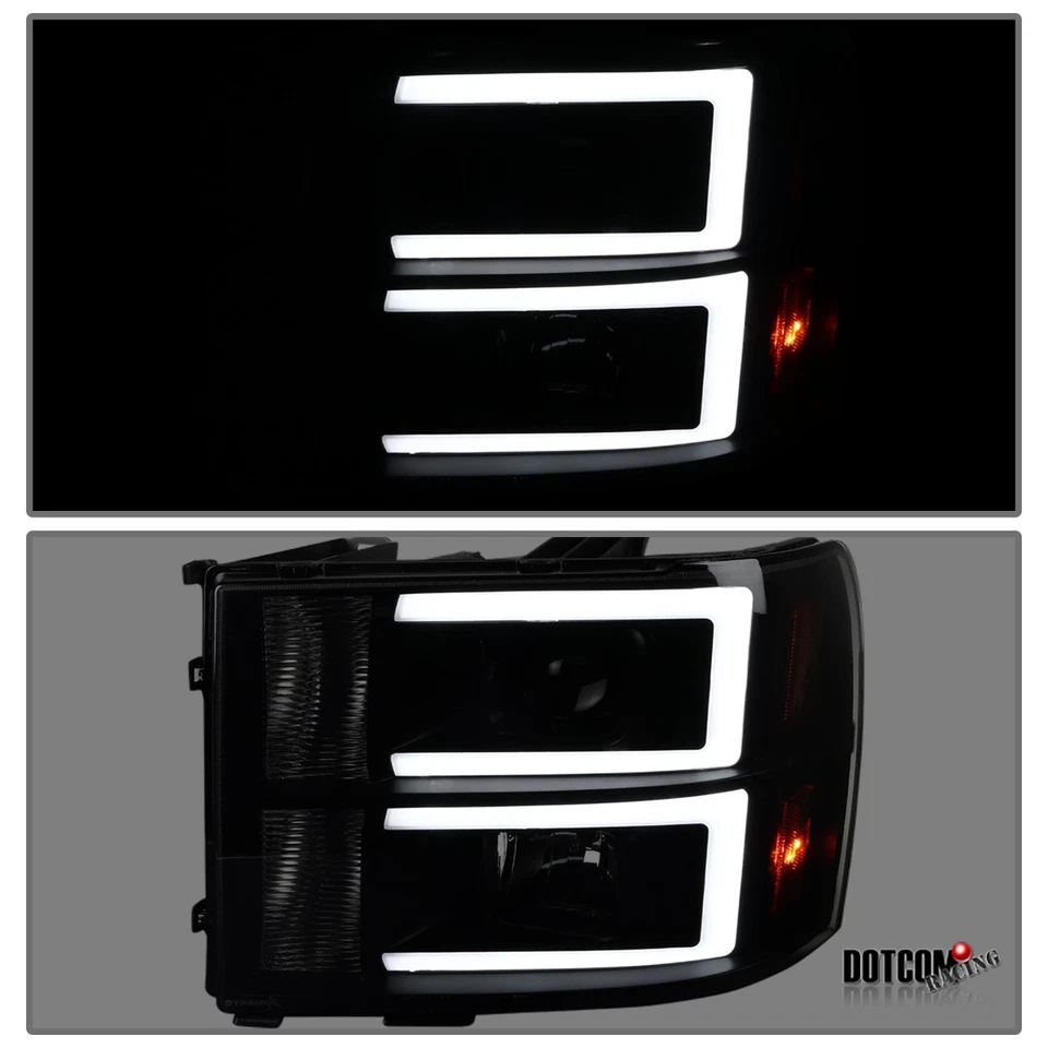 Fit GMC 2007-2012 Sierra Pickup LED Bar Black Smoke Projector Headlights Lamps Foto 3 de 4